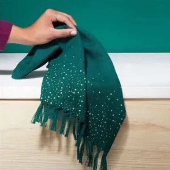 NWT Grove Co. Sparks of Joy Organic Cotton Dish Towel with Fringe Trim HOLIDAY - Picture 1 of 3